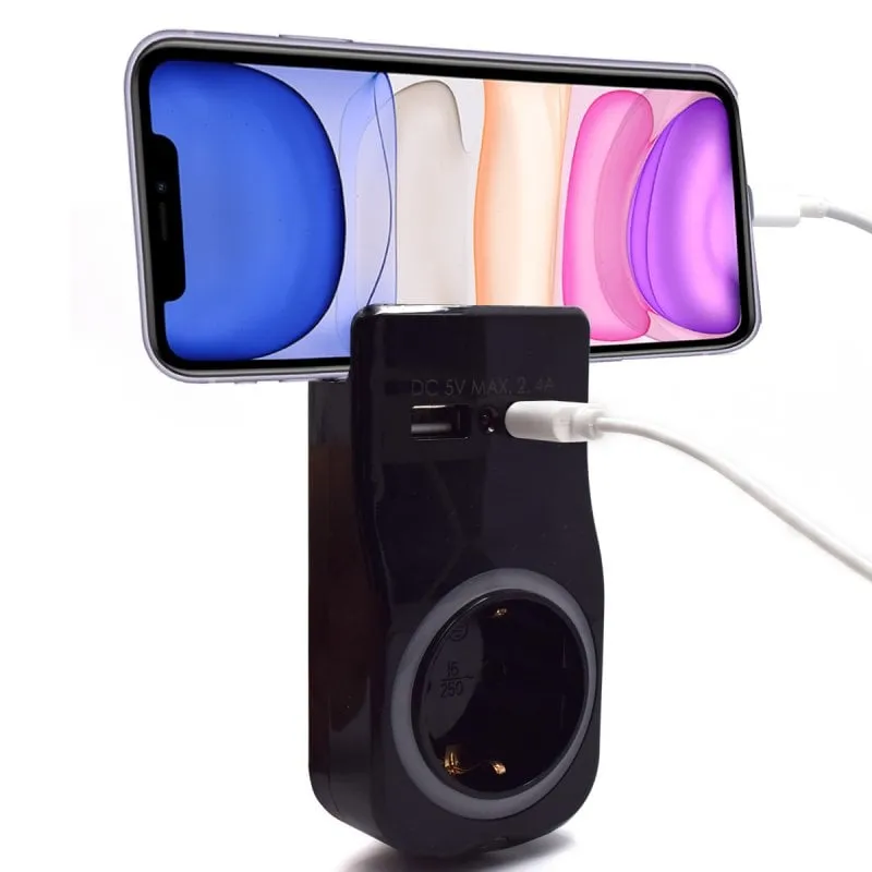 Welly Enjoy IT WY13031 Adattatore di alimentazione con supporto 2 porte USB Nero - immagine 1