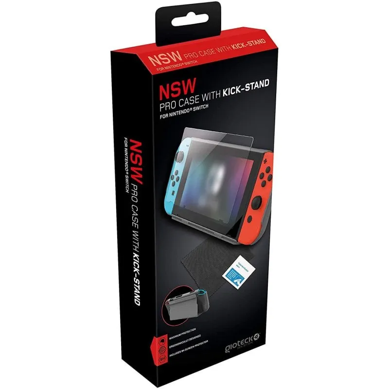 Gioteck NSW Pro Case Custodia con supporto magnetico + vetro temperato 9H per Nintendo Switch - immagine 1