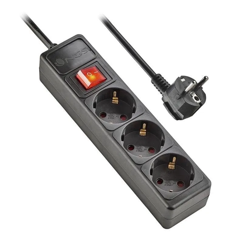 Multipresa NGS SURGE POLE 300 3 prese Schuko con protezione e interruttore - immagine 1