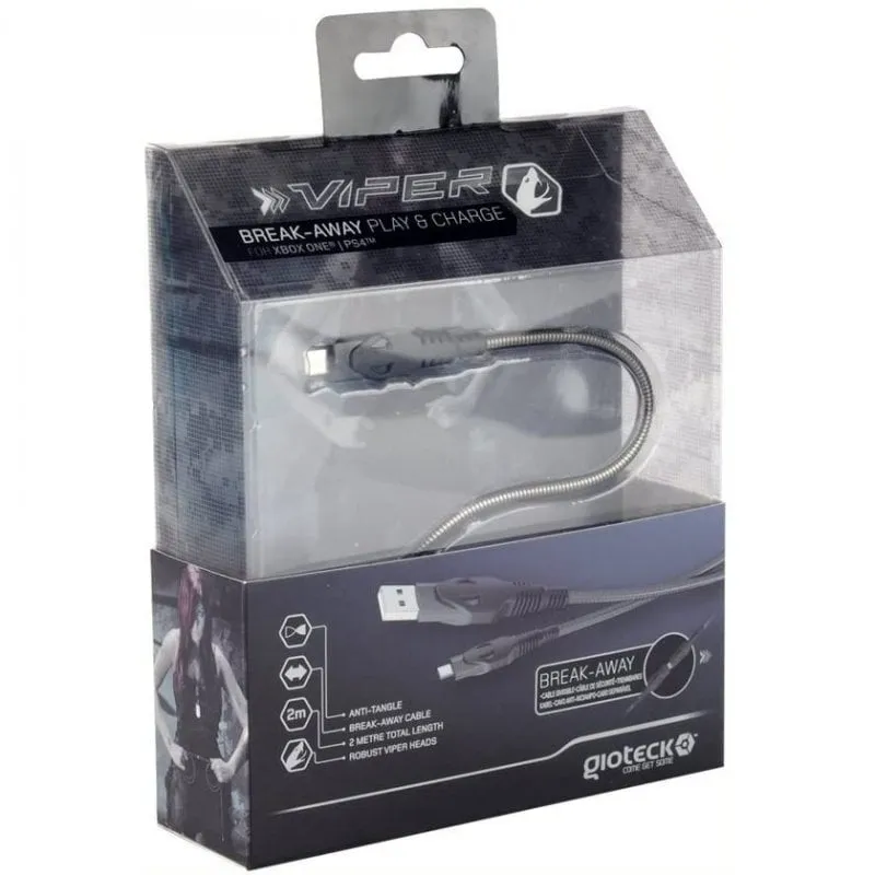 Cavo di gioco e ricarica Gioteck Viper 2m per PS4 e Xbox One - immagine 1