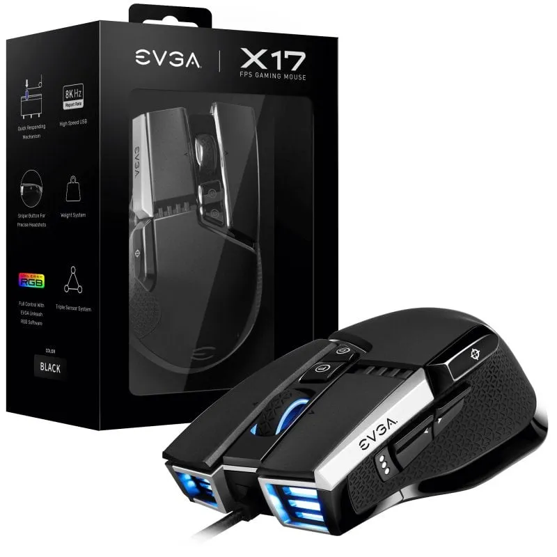 Mouse da gioco EVGA X17 16000 DPI Nero - immagine 1