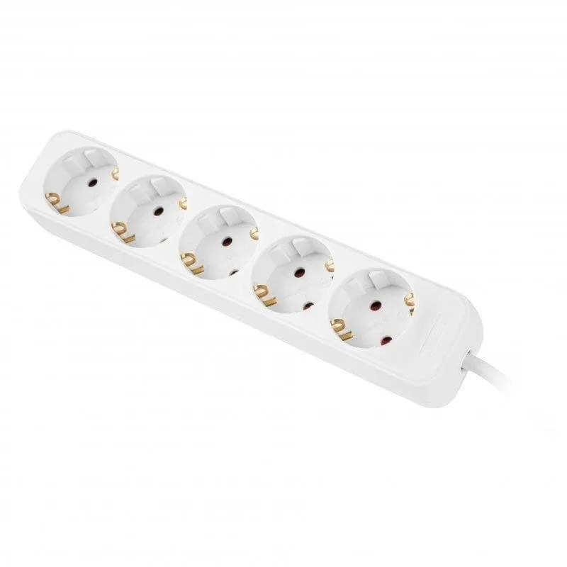 Multipresa Lanberg PS0-05F-0150-W 5 prese Schuko protezione bambini cavo 1,5 m - immagine 1