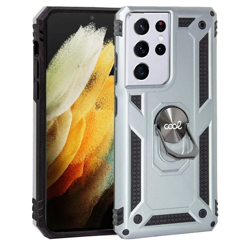 Fantastica custodia rigida con anello in argento per Samsung Galaxy S21 Ultra - immagine 1