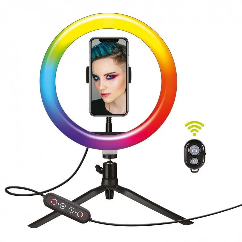 Supporto da Tavolo Muvit per Smartphone con Luce Anulare 10" - immagine 1