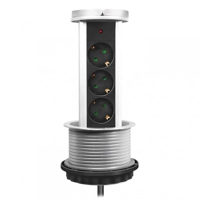 Multipresa LogiLink LPS235A 3 prese retrattile protezione LED 1,8 m - immagine 1