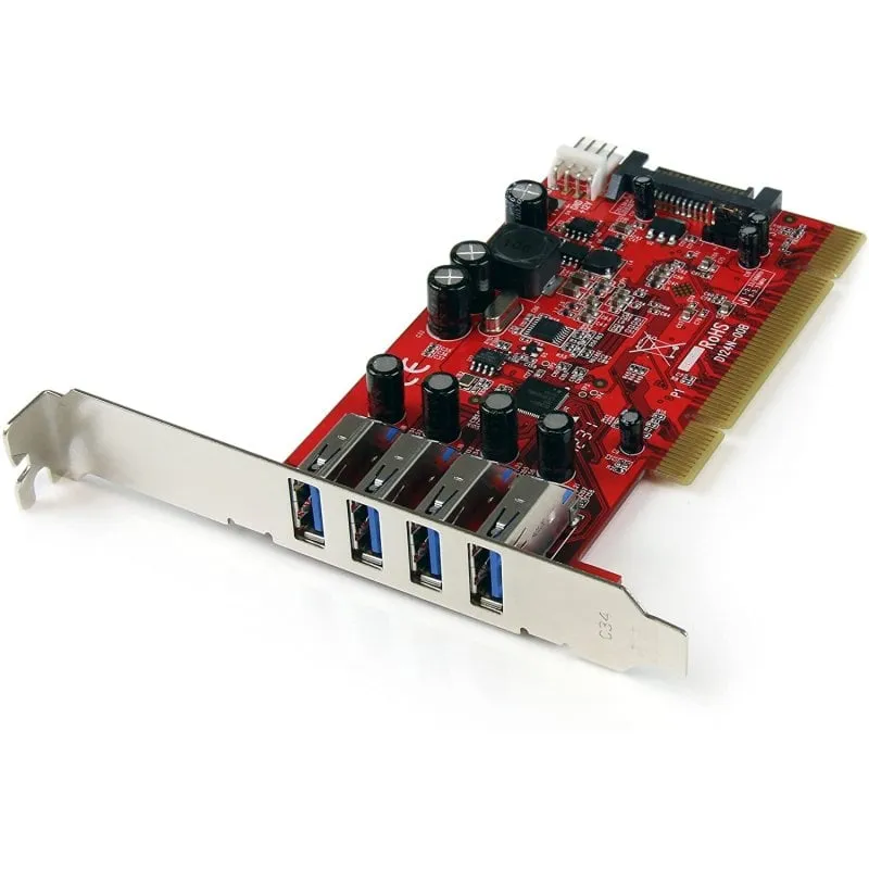 StarTech.com Scheda Pci con 4 porte USB 3.0 (5Gbps) SuperSpeed con alimentazione SATA/SP4 - immagine 1