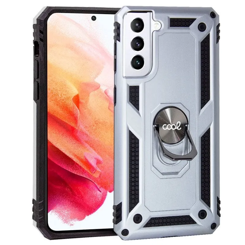 Fantastica custodia rigida color argento con anello per Samsung G990 Galaxy S21 - immagine 1