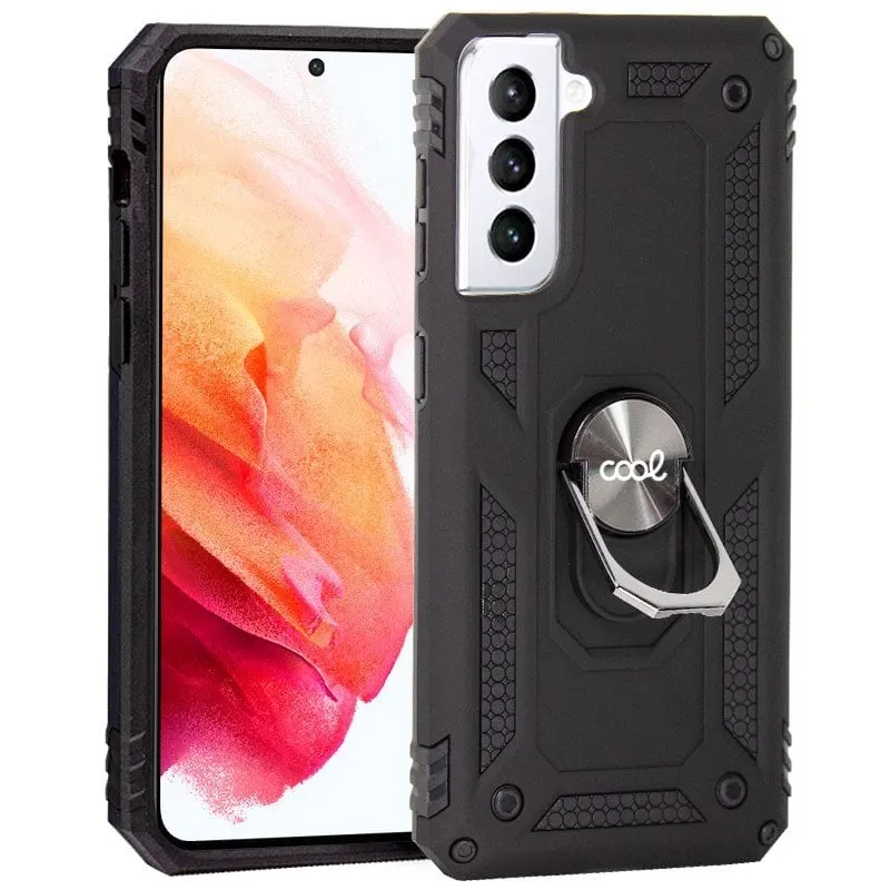 Fantastica custodia rigida nera con anello per Samsung G990 Galaxy S21 - immagine 1