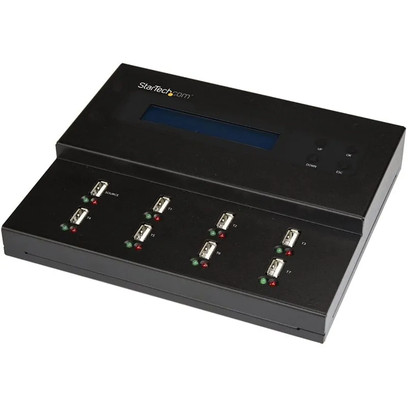 StarTech.com Docking Station per Unità Flash USB - Duplicatore/Eraser Standalone 1:7 per Chiavette USB consente la copia del sistema, dei file e dell'unità a 1,5 GB/min, cancellazione a 1 o 3 passaggi, Display LCD - immagine 1
