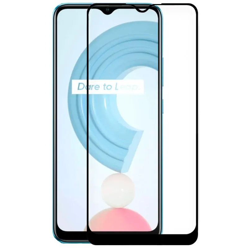 Fantastica protezione per schermo in vetro temperato nero 3D completo per Realme C21/C11 2021 - immagine 1