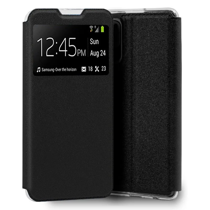 Custodia Flip Cover nera liscia e fresca per Xiaomi Redmi Note 10 5G/Pocophone M3 Pro 5G - immagine 1