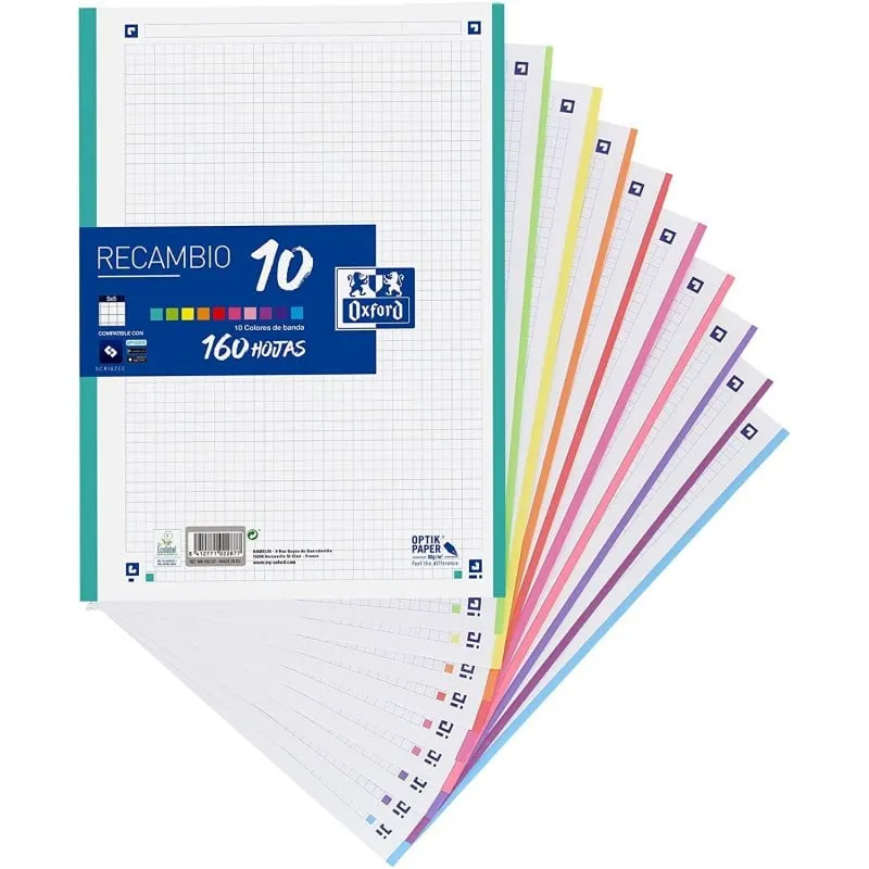 Confezione classica Oxford da 160 fogli A4-A4+, ricarica per notebook, colori vivaci - immagine 1