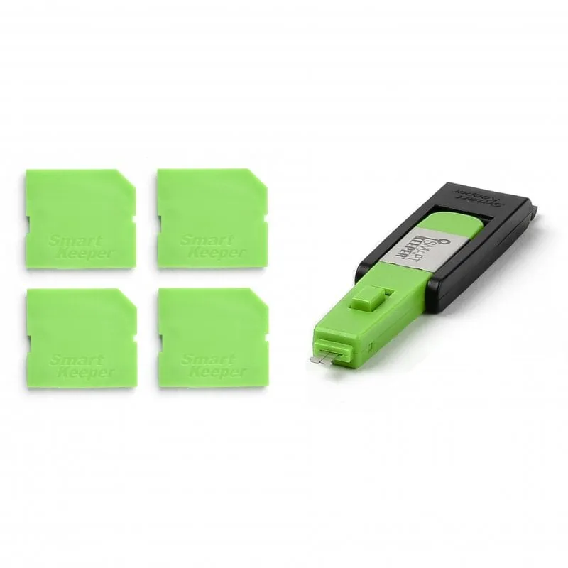 Smart Keeper Pack Lucchetti a 4 porte per schede SD + Mini chiave di sicurezza verde - immagine 1