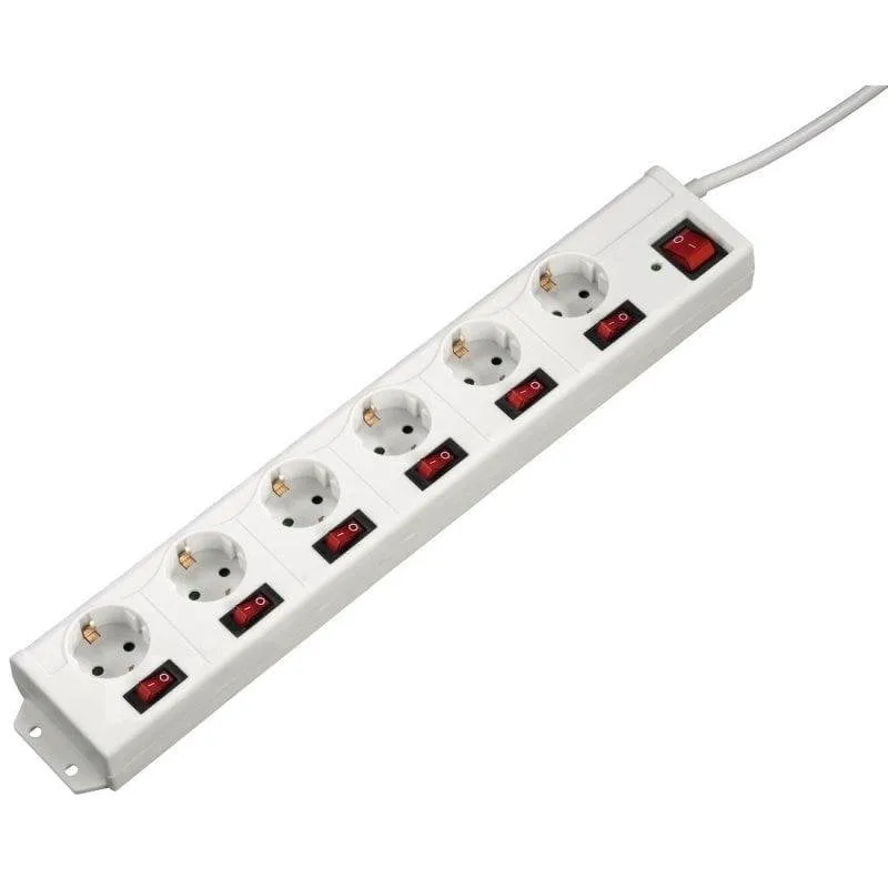 Multipresa Hama 137239 6 prese protezione interruttori indipendenti 1,4 m - immagine 1
