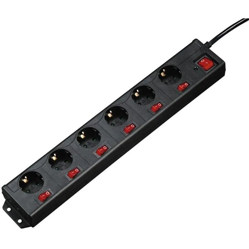Multipresa Hama 00137259 6 prese interruttori indipendenti protezione sovratensione 1,4 m nera - immagine 1