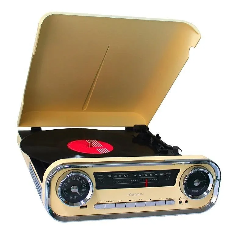 Tocadiscos Lauson 01TT17 10W Bluetooth AUX USB MP3 FM Trazione Cinghia Beige - immagine 1