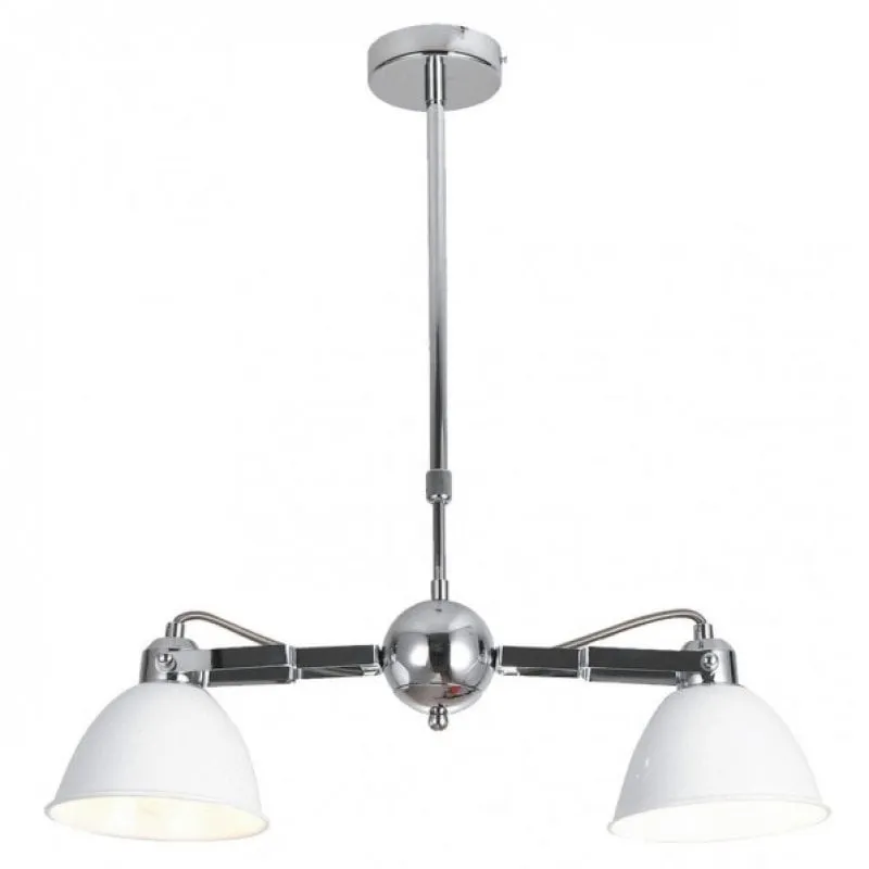 Lampada a Sospensione Fabrilamp Buri 2xE27 Cromo Metallo Bianco - immagine 1