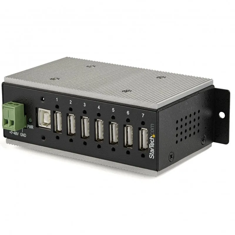 StarTech.com Hub USB 2.0 a 7 porte - Hub USB-A industriale in metallo (7x USB-A) con protezione ESD & Surge Protection - Temperatura di utilizzo da -40°C to 80°C - Montaggio su guida Din/Wall/Desk - Hub Espansore USB - immagine 1
