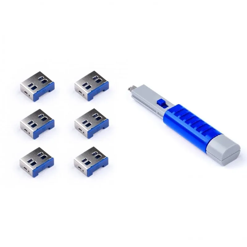 Smart Keeper Pack 6 serrature per porte USB + chiave di sicurezza Blu - immagine 1