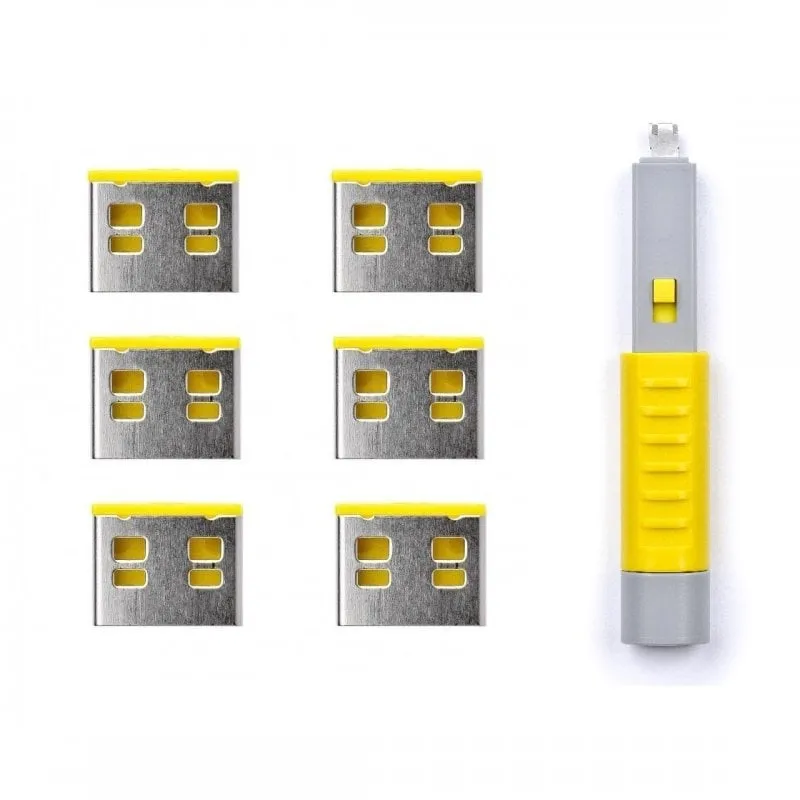 Smart Keeper Pack 6 serrature per porte USB + chiave di sicurezza Giallo - immagine 1