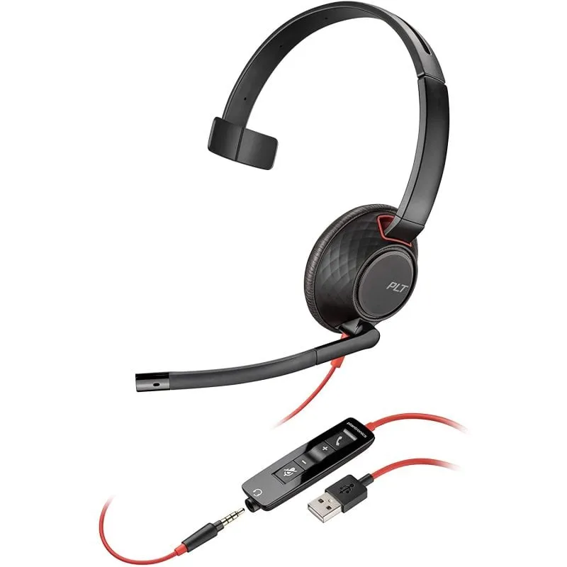 Jack per auricolare monoauricolare Plantronics Blackwire 5210 da 3,5 mm/USB-C Nero - immagine 1