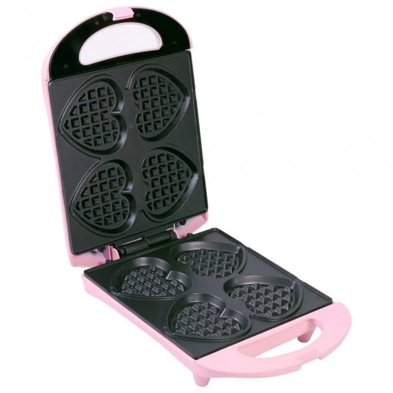 Bestron DSW271P piastra per waffle 4 waffle 780 W Nero, Rosa - immagine 1