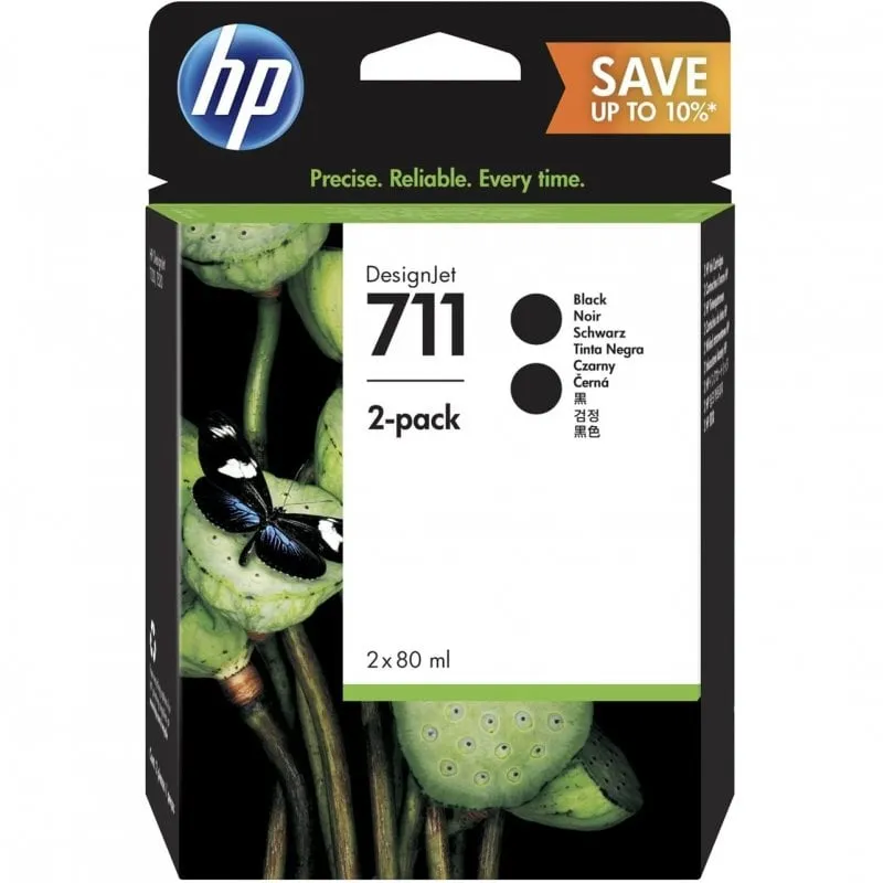 HP Confezione da 2 cartucce di inchiostro nero DesignJet 711, 80 ml - immagine 1