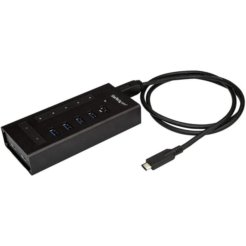 StarTech.com Hub USB C a 7 porte - USB Type-C a 2x USB-C/5x USB-A - Hub USB 3.0 in metallo industriale - SuperSpeed USB 3.2 Gen 1 (5Gbps) - Autoalimentato - Ricarica veloce BC 1.2 - Montabile - immagine 1