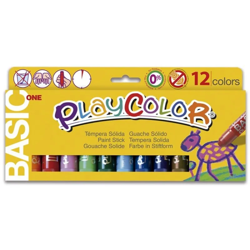 Instant PlayColor Basic Una scatola da 12 bastoncini di tempera colori assortiti - immagine 1