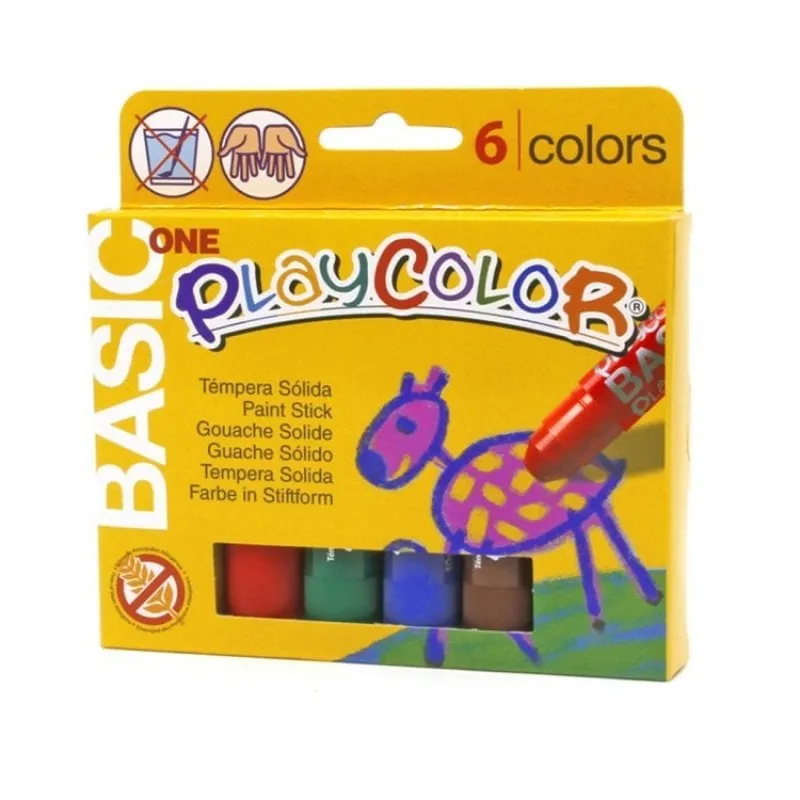 Instant PlayColor Basic Una scatola di 6 bastoncini di tempera da 10 g di colori assortiti - immagine 1