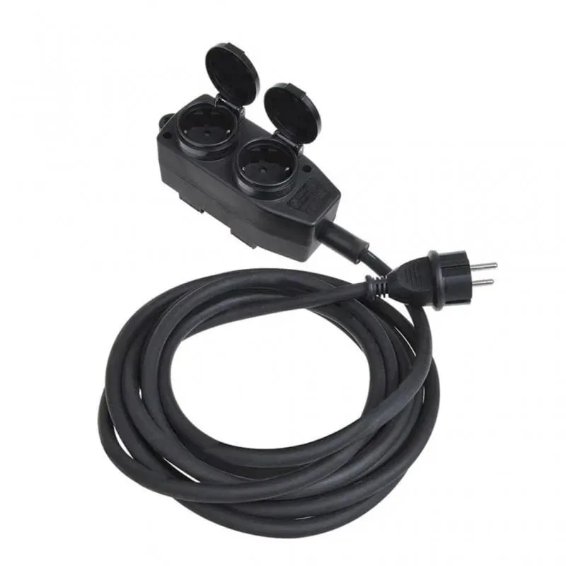 Cavo alimentazione ProPlus 4 prese Schuko 5m IP44 Nero - immagine 1