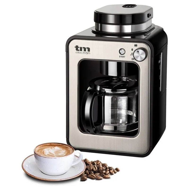 Mini macchina per caffè americano TM Electron con macinacaffè 4 tazze 600W Argento - immagine 1
