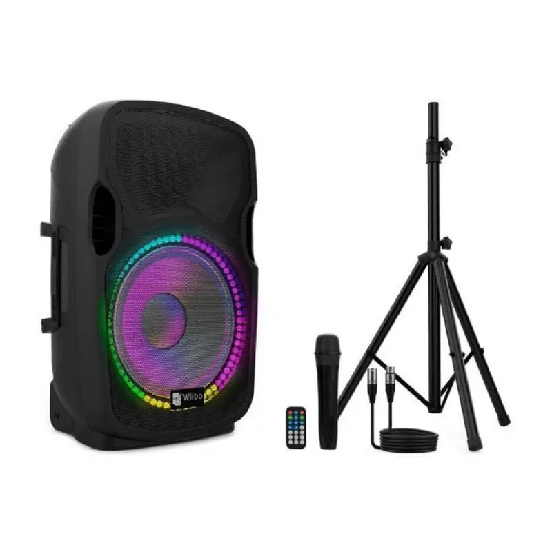 Altoparlanti Wiibo Attivi Bluetooth 200W con supporto, cavo e microfono - immagine 1