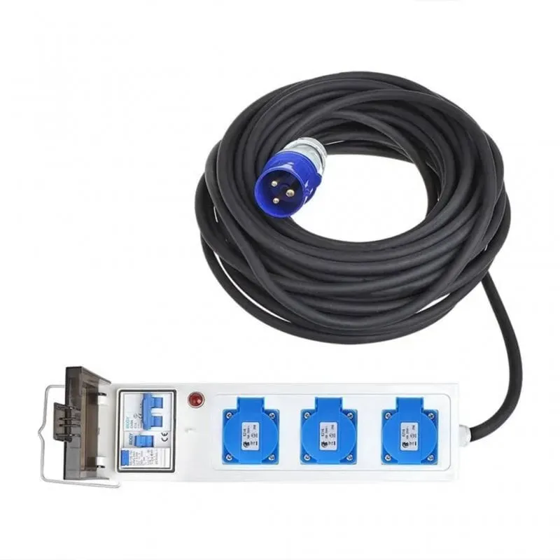 Cavo di Estensione ProPlus CEE 3xSchuko 10m Nero IP44 - immagine 1