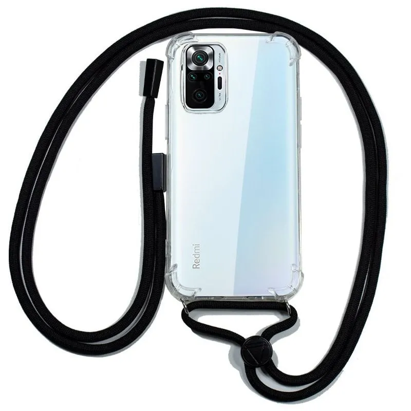 Fantastica custodia trasparente con cordino nero per Xiaomi Redmi Note 10 Pro - immagine 1
