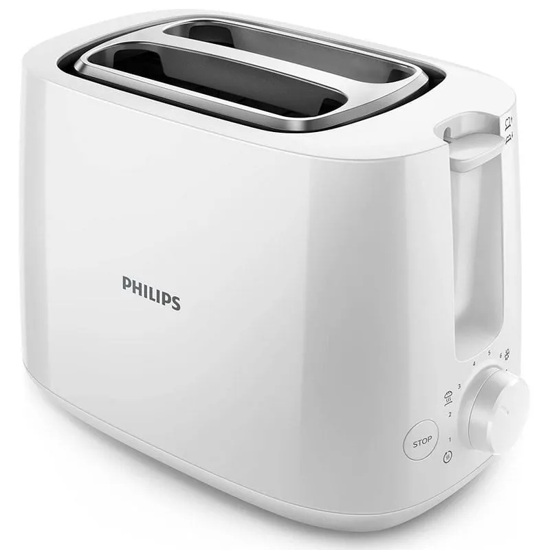 Tostapane Philips HD2581/05 2 Fette Fessure Larghe 760W 8 Livelli Raccoglibriciole Scongelamento Bianco - immagine 1
