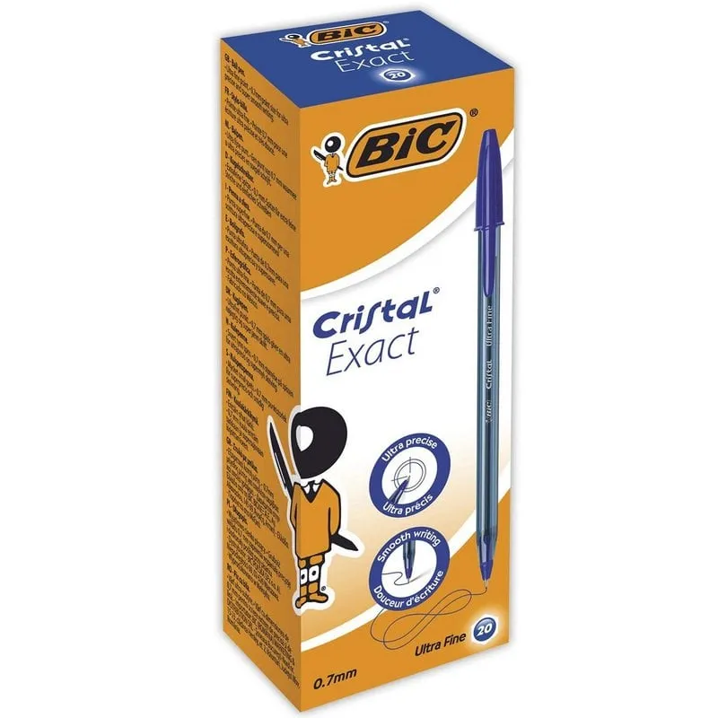 Bic Cristal Exact Ultrafine Scatola da 20 penne Blu - immagine 1