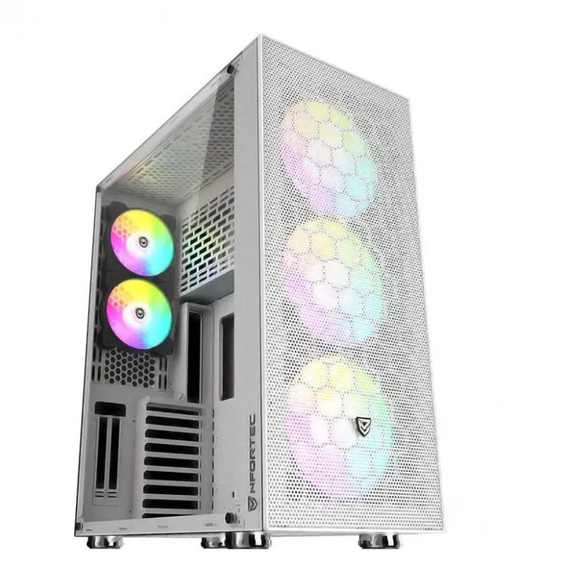 Nfortec Aqueronte Vetro Temperato USB 3.0 ARGB Bianco - immagine 1