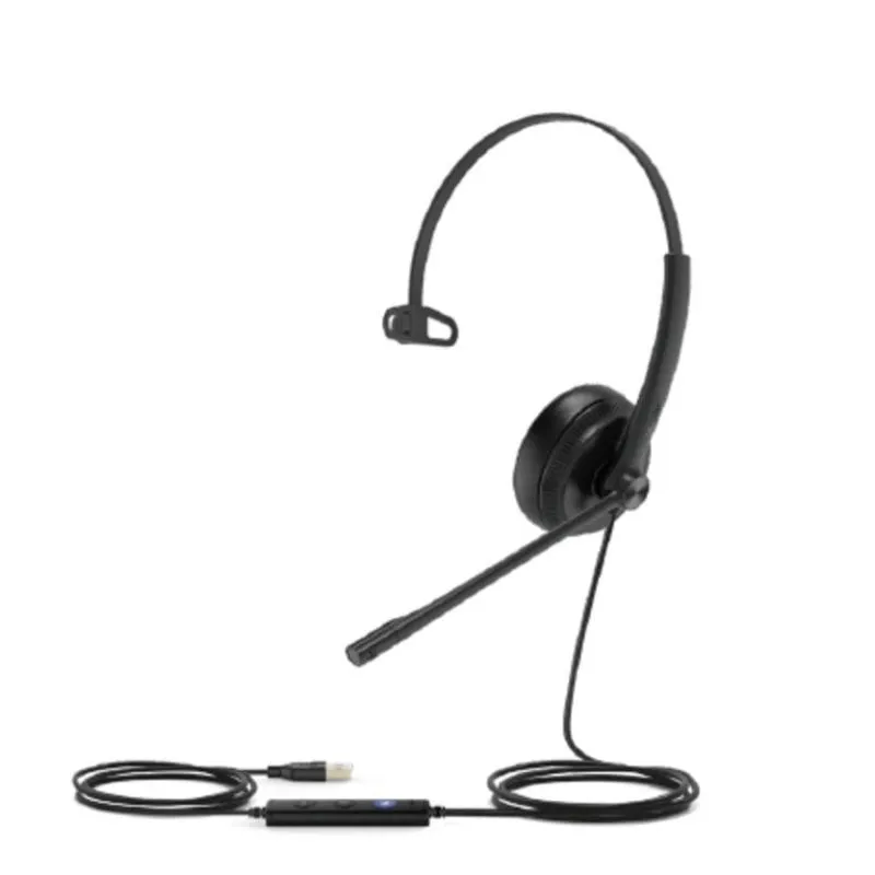 Auricolari Yealink UH34 Lite con cavo USB per ufficio e call center, microfono con cancellazione del rumore, controllo in-linea, neri - immagine 1