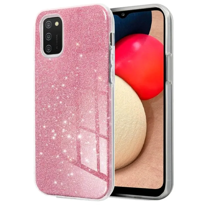 Custodia con brillantini rosa per Samsung A025F Galaxy A02s - immagine 1