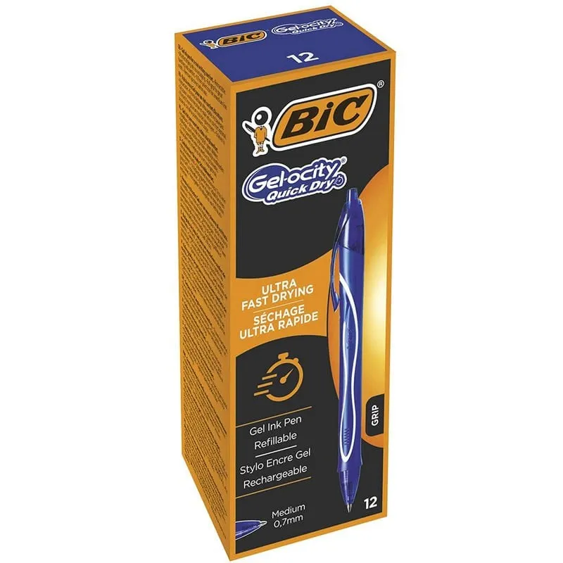 Bic Gel-ocity Quick Dry Scatola da 12 penne retrattili inchiostro gel blu - immagine 1