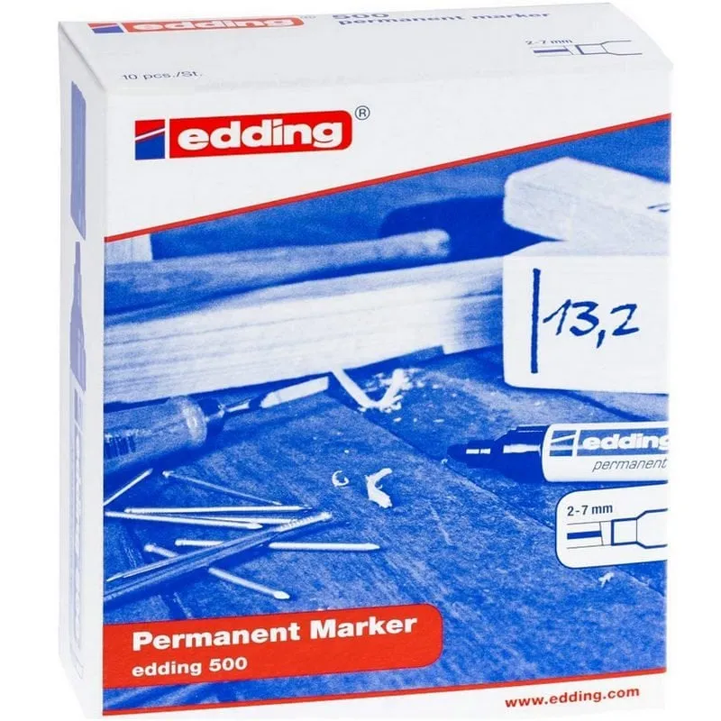 Edding 500 Confezione da 10 pennarelli permanenti rossi - immagine 1