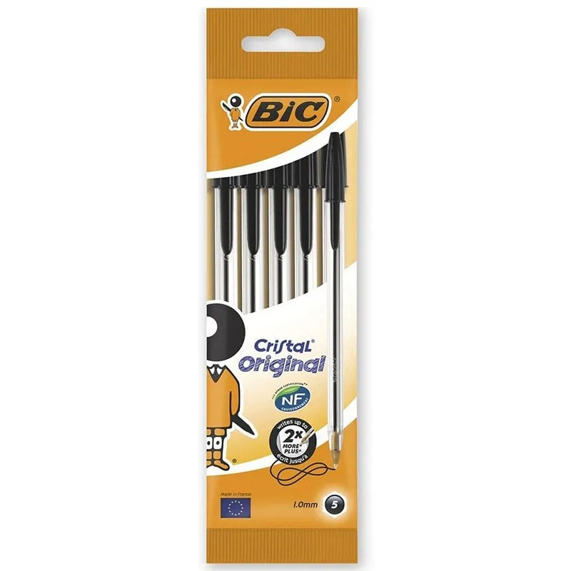 Bic Cristal Blister Originale da 5 Penne Nere - immagine 1
