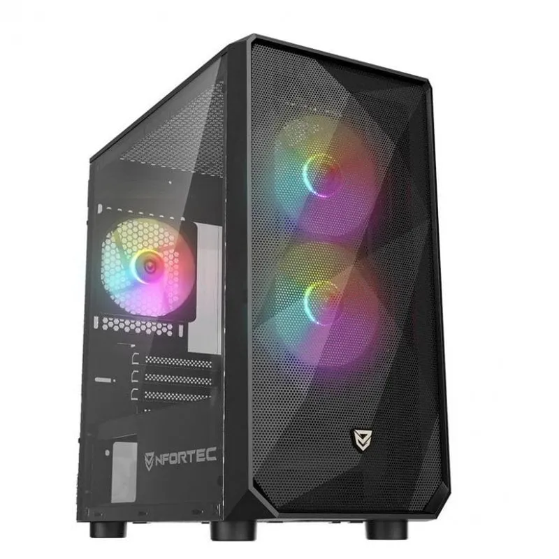 Nfortec Dys Vetro Temperato USB 3.0 ARGB Nero - immagine 1