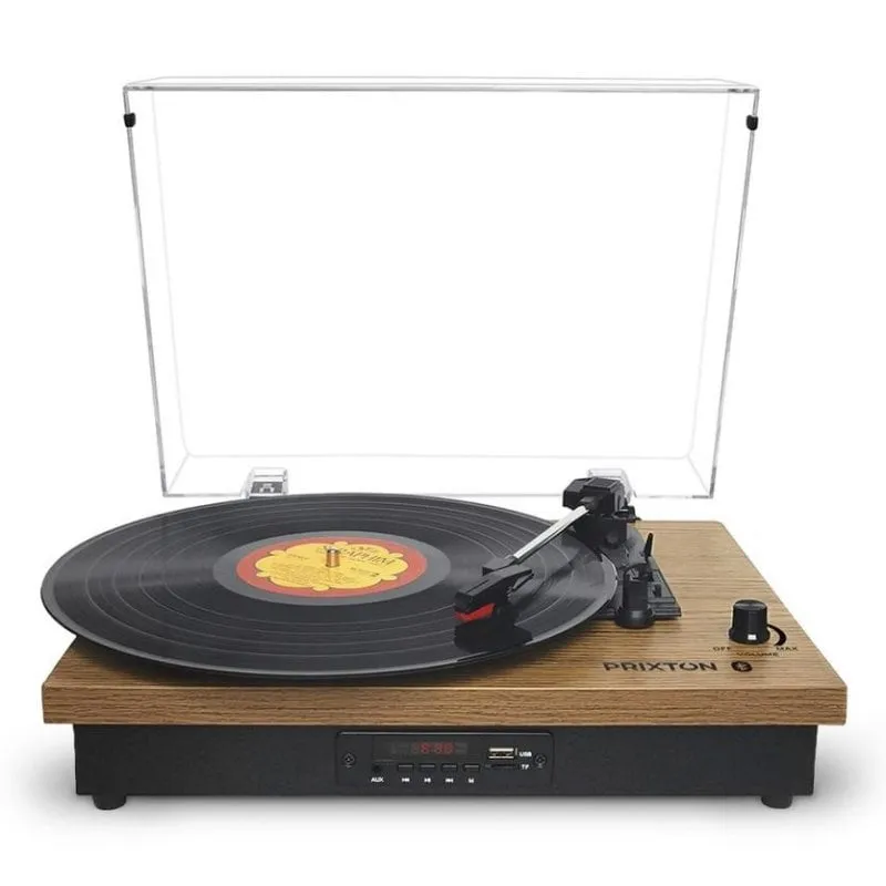 Giradischi Prixton Studio TS420 10 W Bluetooth USB SD AUX FM trazione diretta legno - immagine 1