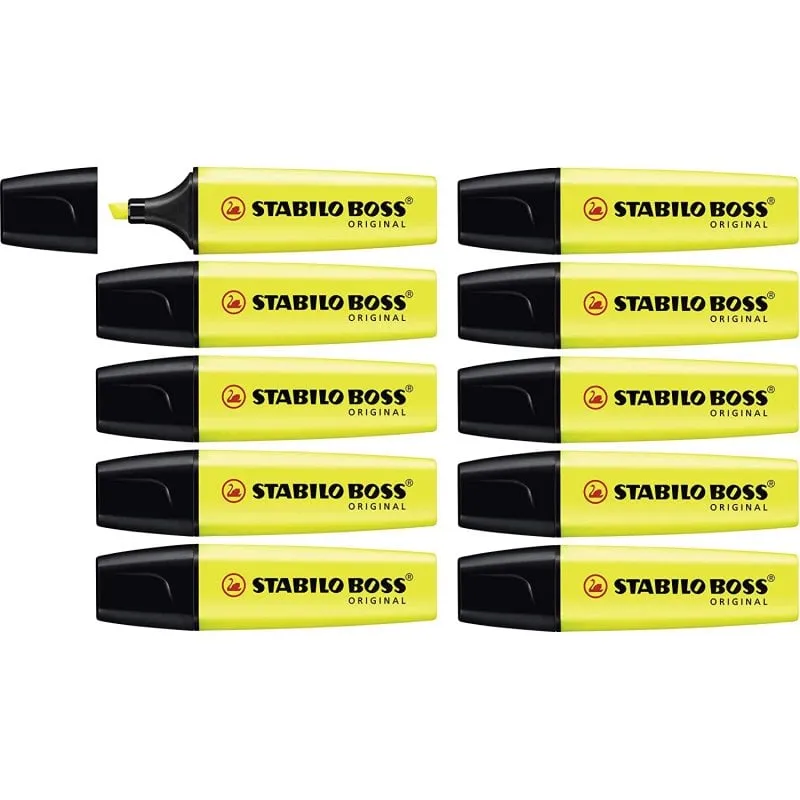 STABILO BOSS ORIGINAL 10 pennarelli fluorescenti gialli - immagine 1
