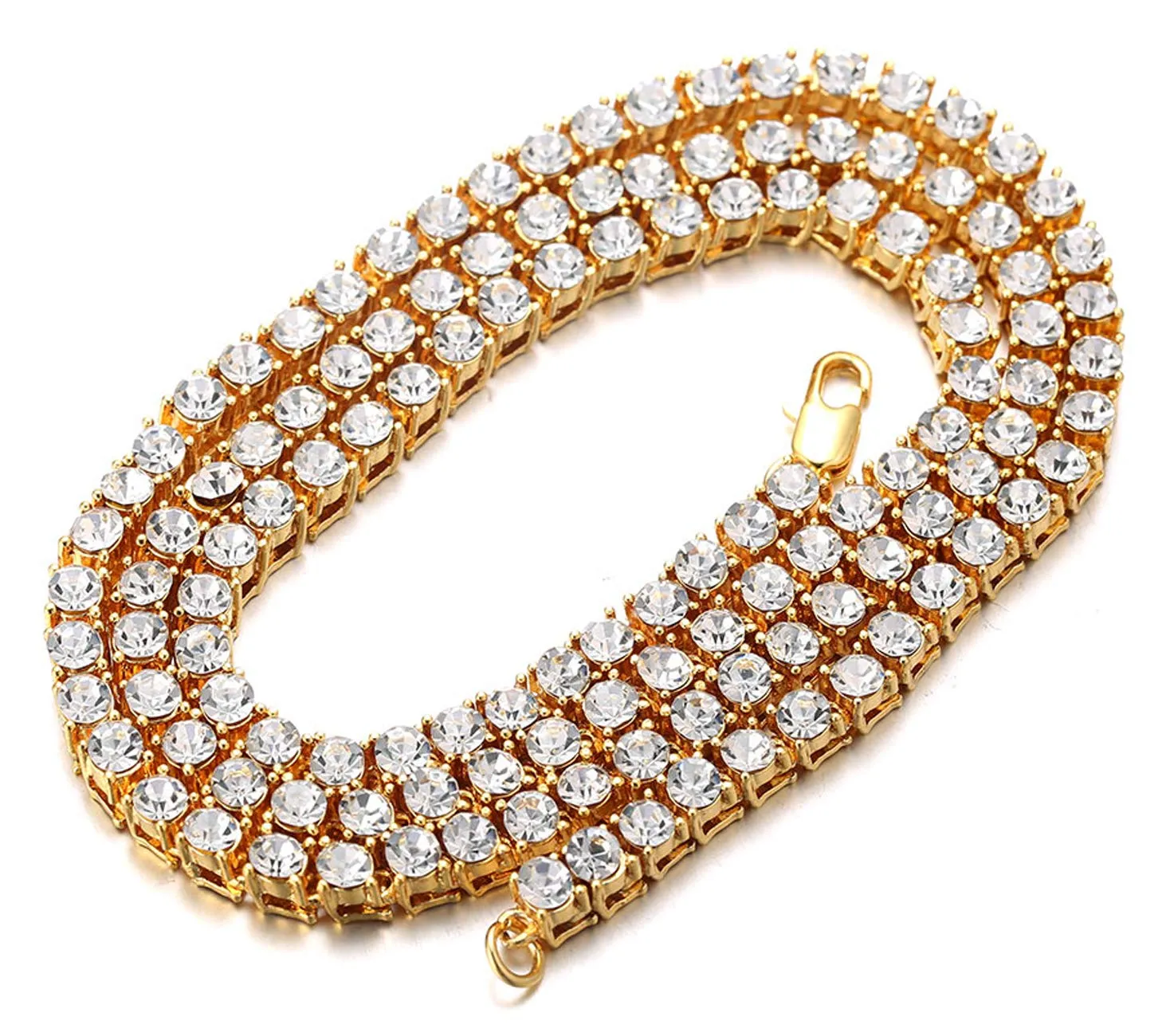 HALUKAKAH Catena in Oro Iced out,5.5MM Catena da Tennis da Uomo Placcato in Oro 18 Carati Collana Girocollo 50cm,Diamanti da Laboratorio Set a Mano,Regalo per Lui - immagine 3