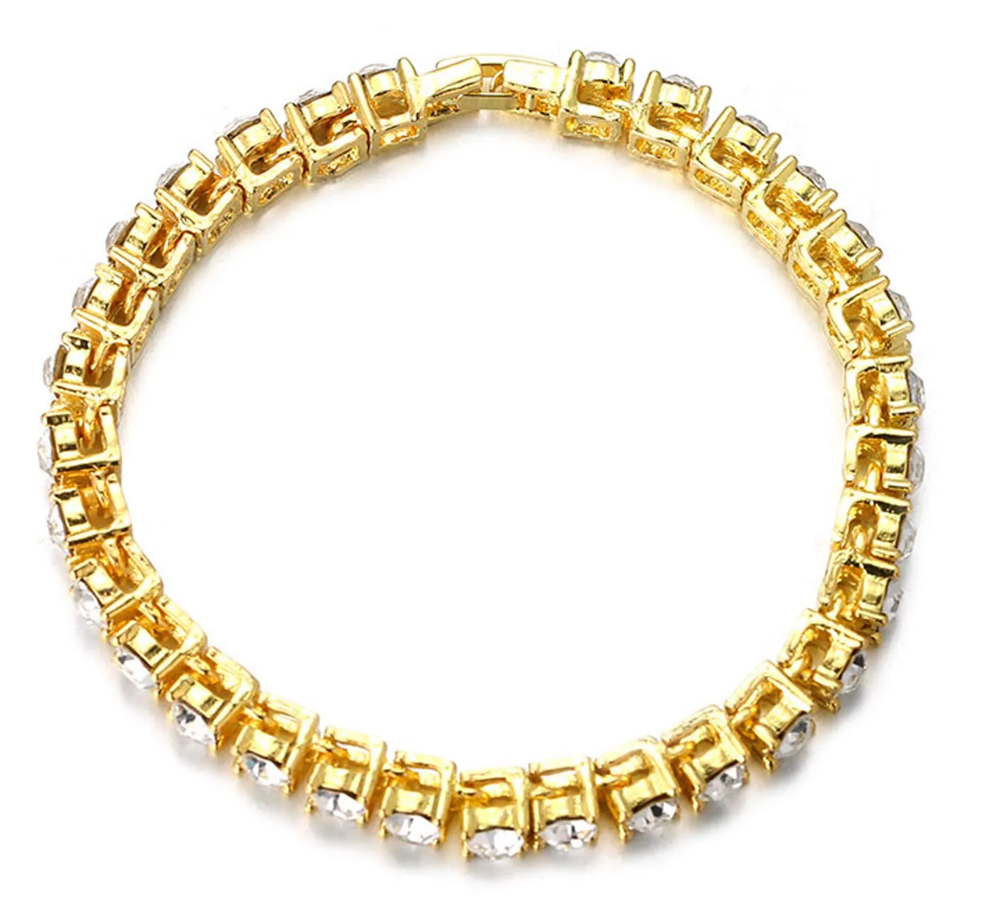 HALUKAKAH Catena in Oro Iced out,5.5MM Catena da Tennis da Uomo Placcato in Oro 18 Carati Braccialetto 20cm,Diamanti da Laboratorio Set a Mano,Regalo per Lui - immagine 4