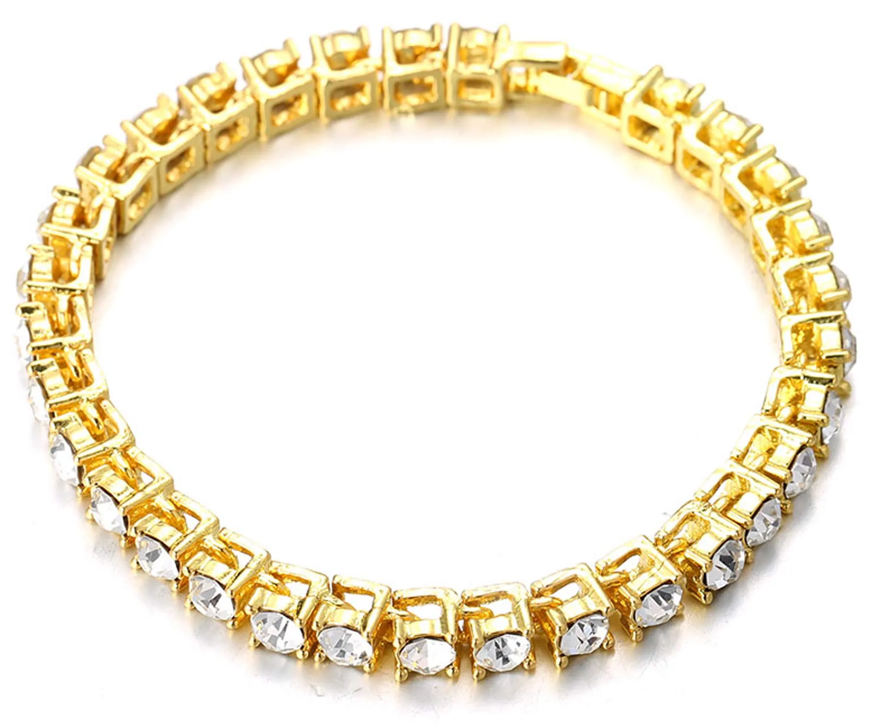 HALUKAKAH Catena in Oro Iced out,5.5MM Catena da Tennis da Uomo Placcato in Oro 18 Carati Braccialetto 20cm,Diamanti da Laboratorio Set a Mano,Regalo per Lui - immagine 5