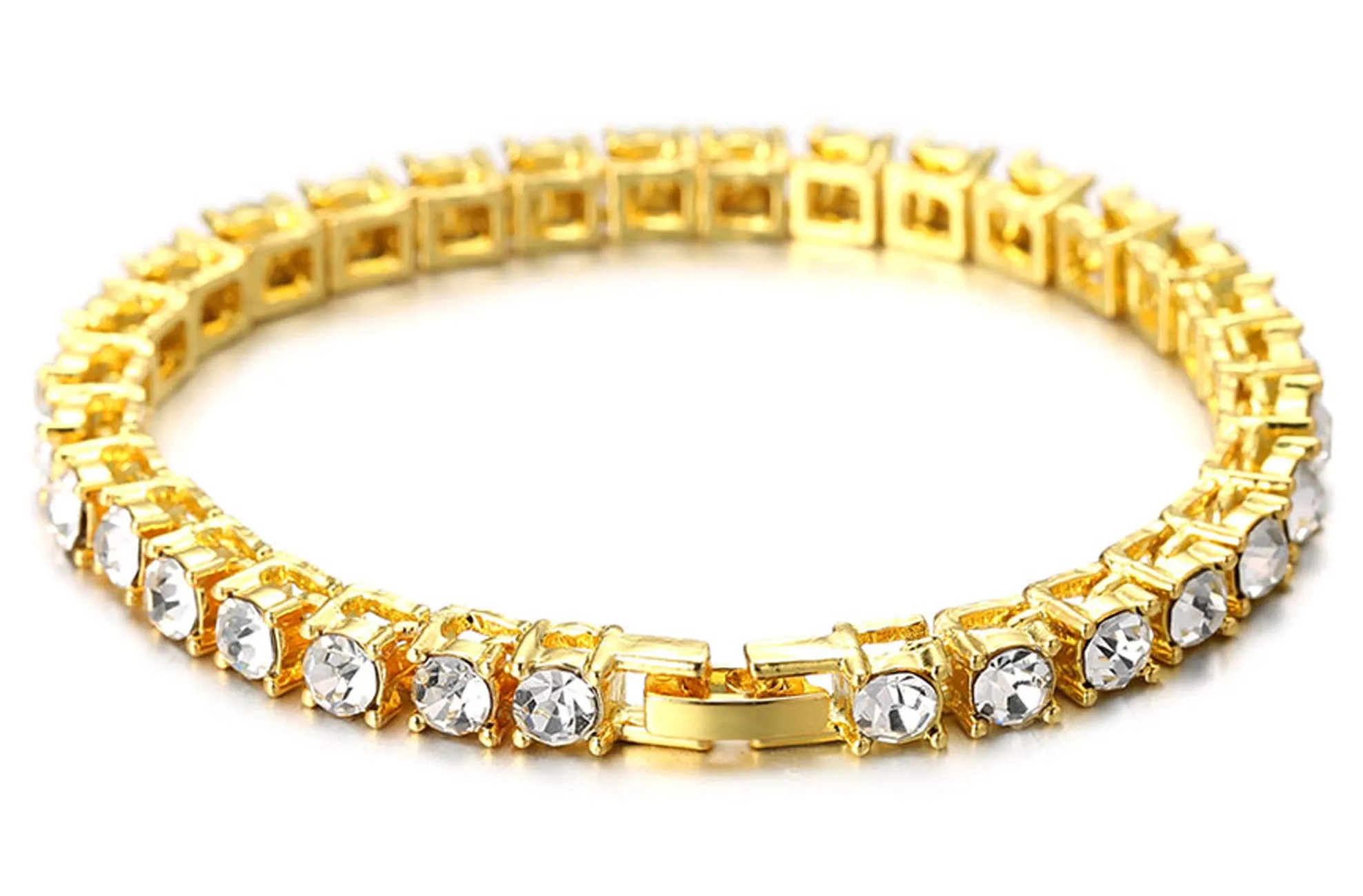 HALUKAKAH Catena in Oro Iced out,5.5MM Catena da Tennis da Uomo Placcato in Oro 18 Carati Braccialetto 20cm,Diamanti da Laboratorio Set a Mano,Regalo per Lui - immagine 6